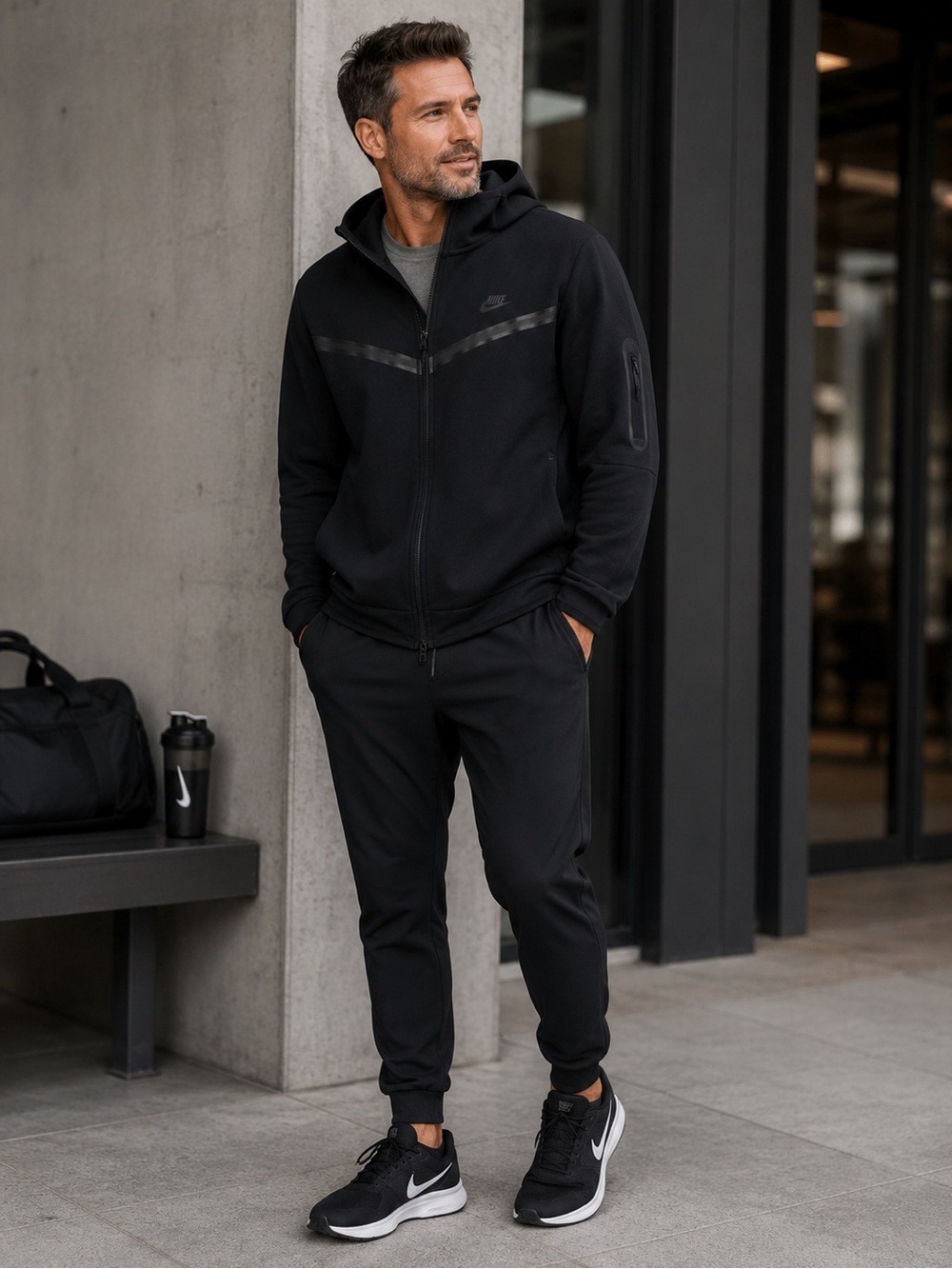 Nike Men's Tech Fleece Black Zip-Up Hoodie Jacket, Reflective, Performance, XXL